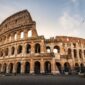 italy, rome, colosseum, sunset, ancient architecture, nature, travel, roman arena, tourists