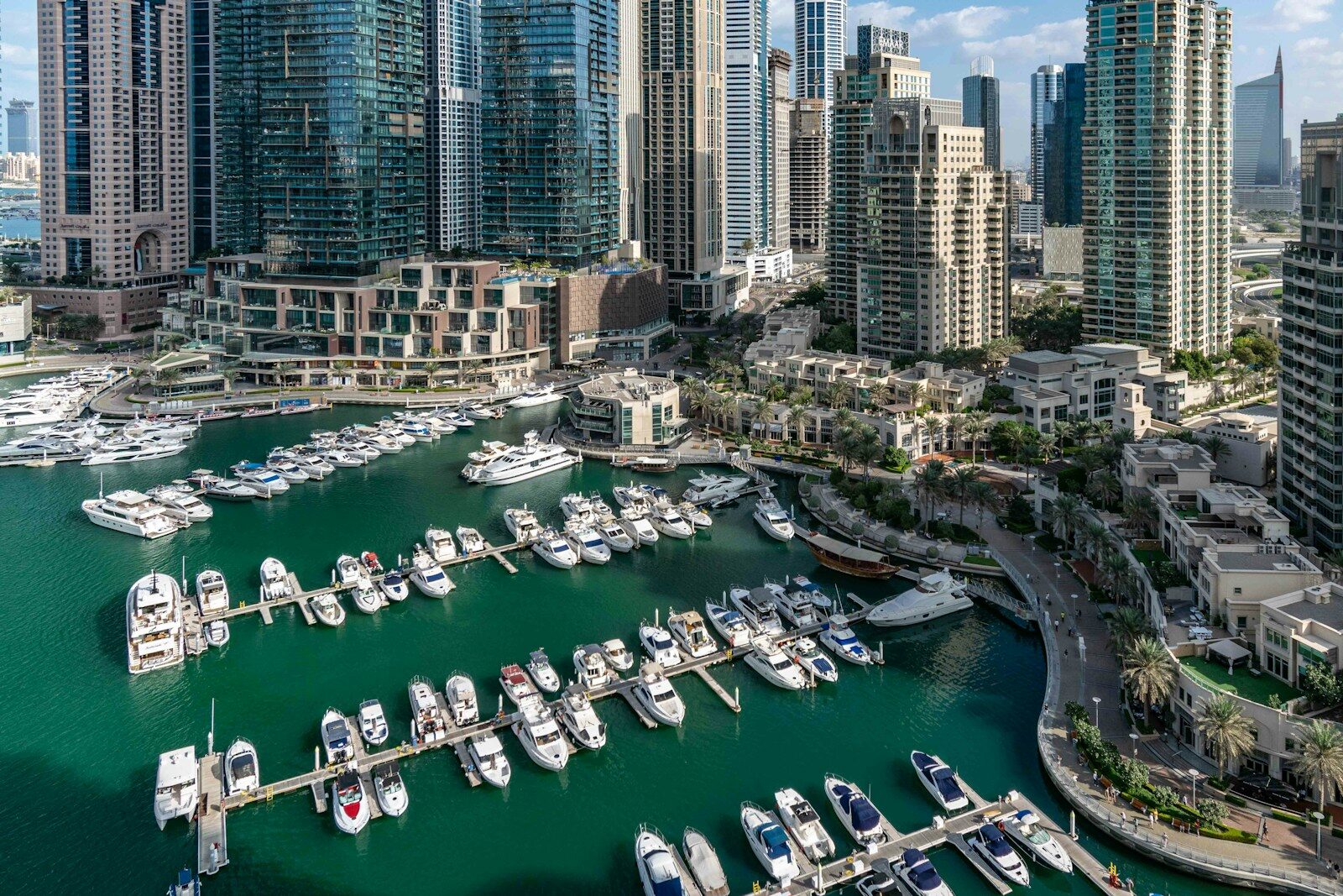 A large marina with many boats in it