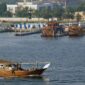 Traditional wooden dhow on Dubai Creek