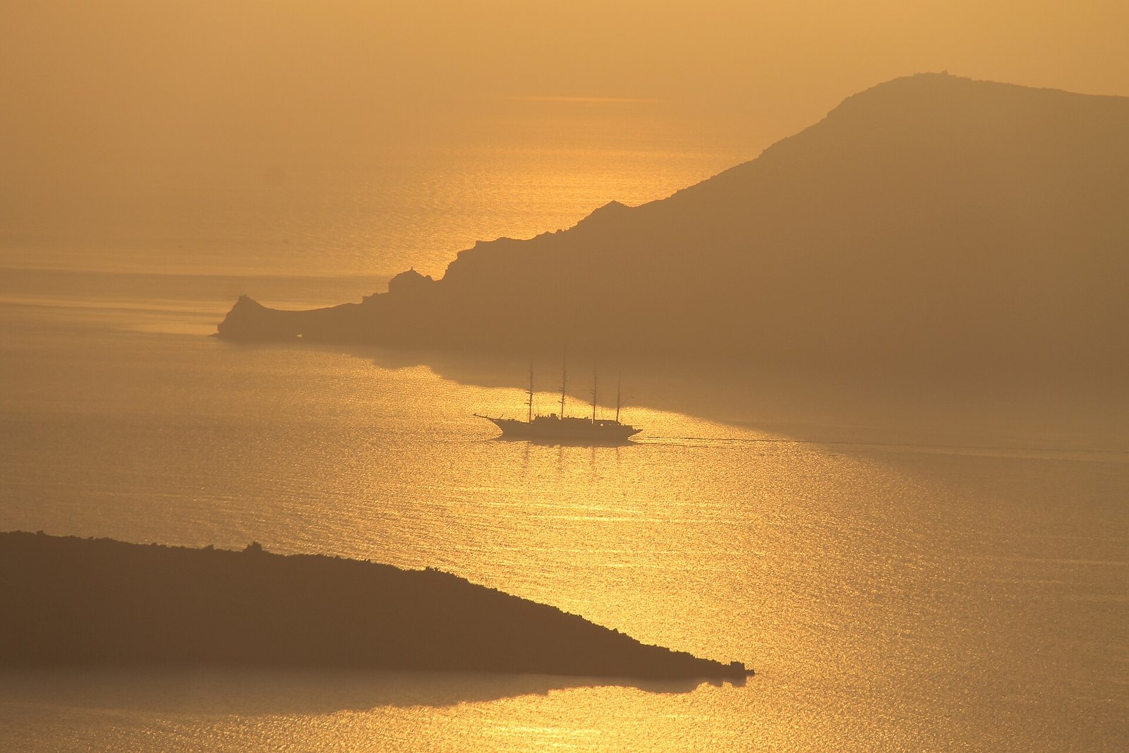 Santorini caldera seen from the water